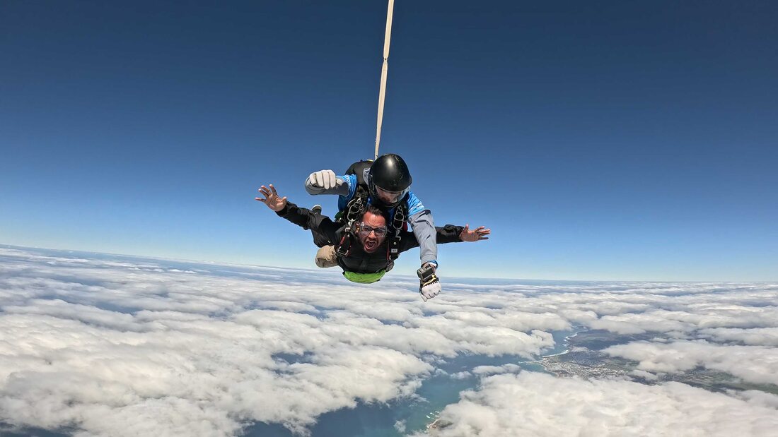 Bhavik Sarkhedi in freefall above the clouds